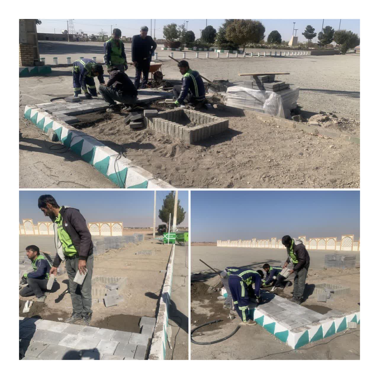💠 اجرای پیاده رو و کفپوش درمحل ورودی آرامگاه مشاهیر باهدف زیبا سازی وایمنی در تردد مسافرین توسط واحد عمران و با نظارت مديريت ناحيه ويژه تاريخى شهردارى