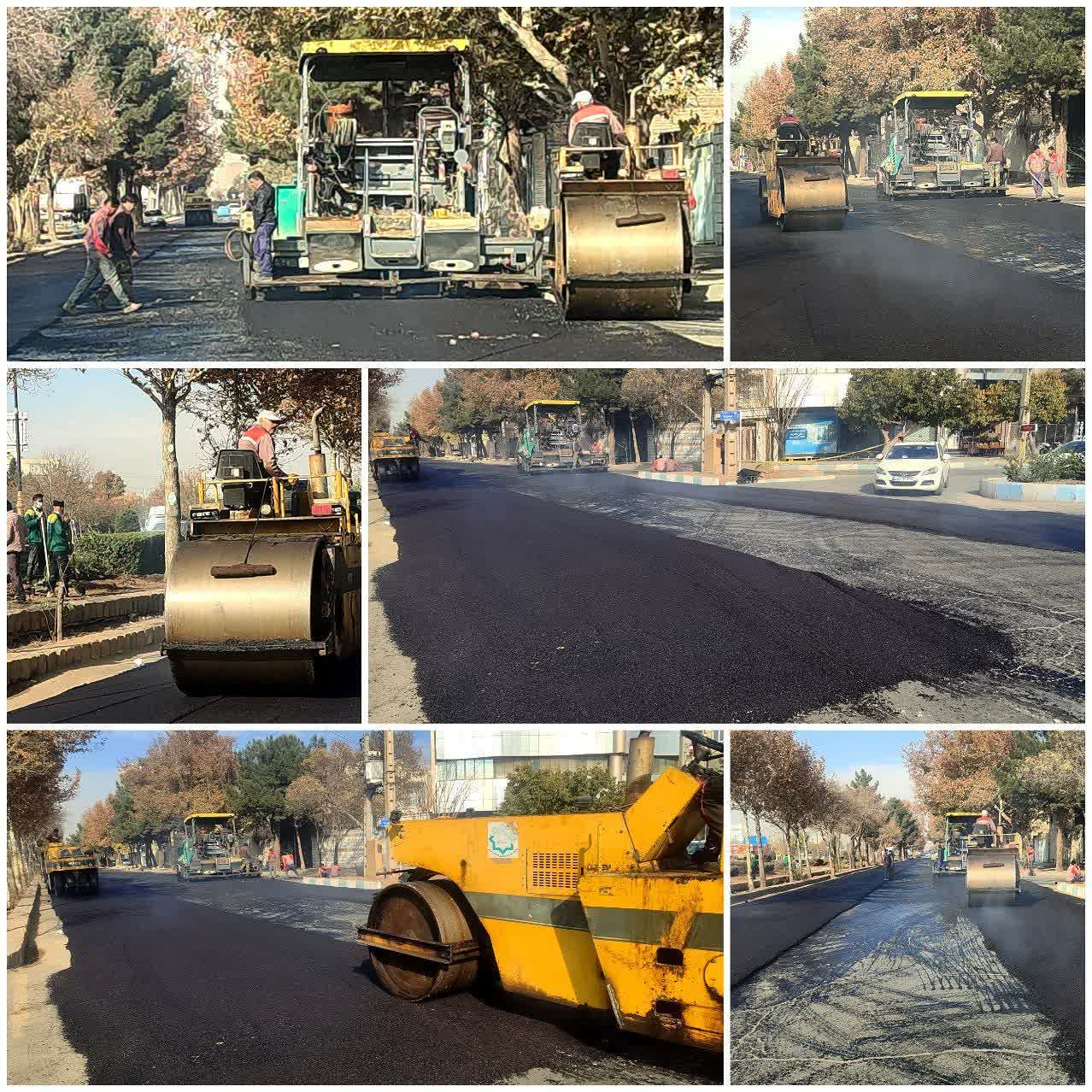 آسفالت بخشی از کنارگذر شمالی بلوار ۷۶ متری امام رضا(ع) در نیشابور