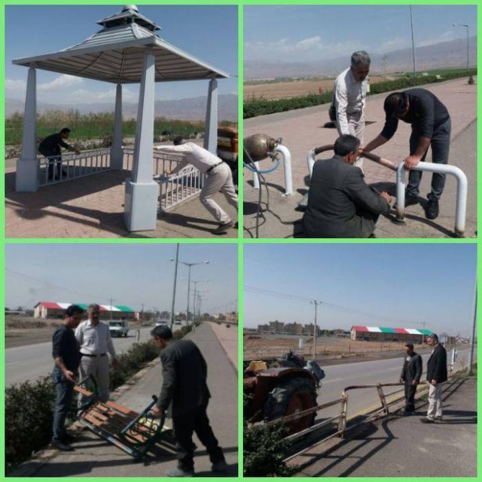 اجرای طرح ترمیم صندلی ها ، راه بندها و نرده های آسیب دیده