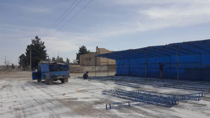 انجام مراحل آماده سازی و برپایی ایستگاه استقبال از زایران و مسافران نوروزی