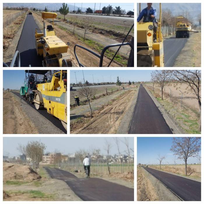 اجرای آسفالت باند ویژه دوچرخه سواری